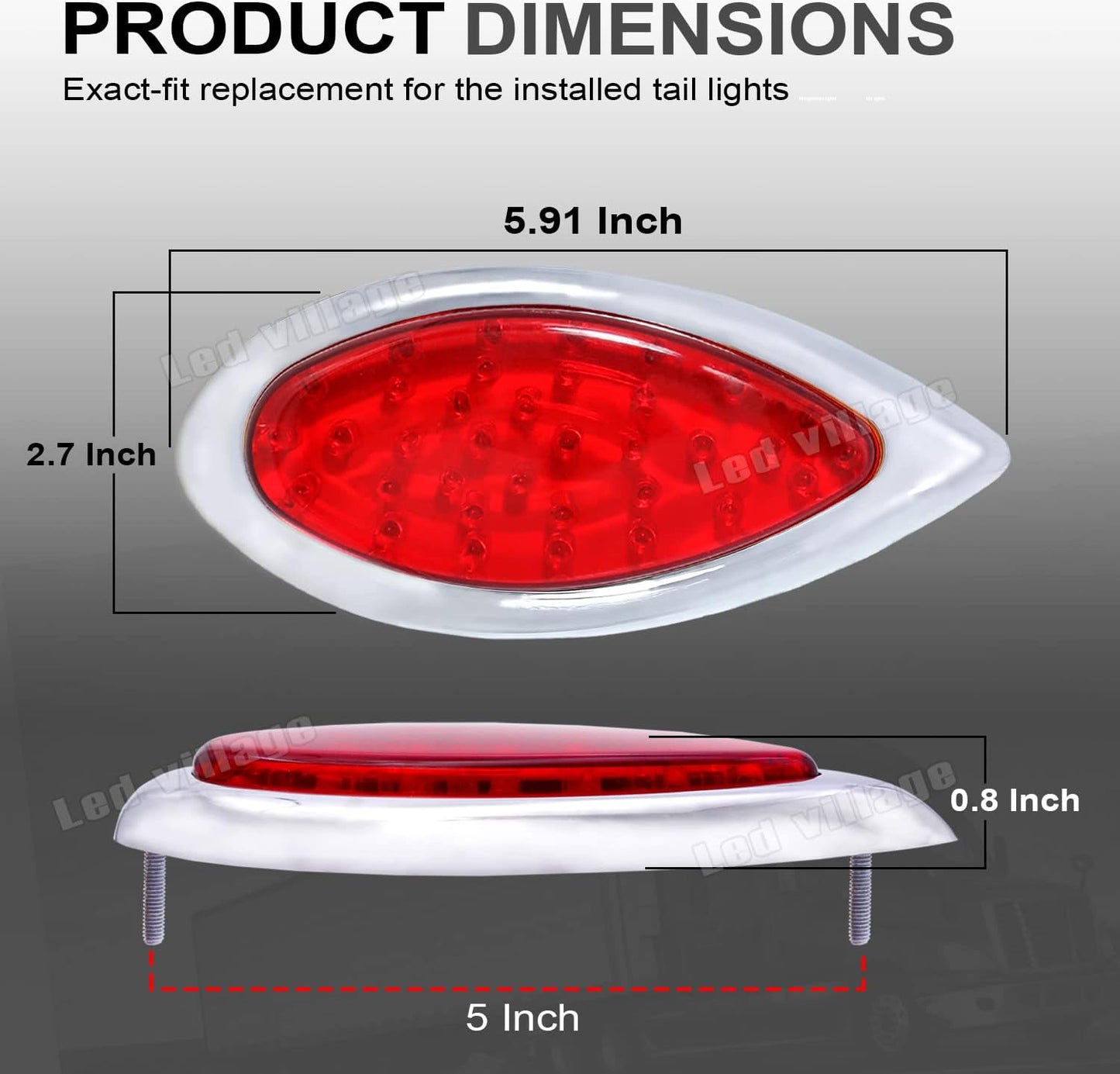 Luces traseras 35 LED rojo bisel cromado 12V para remolque