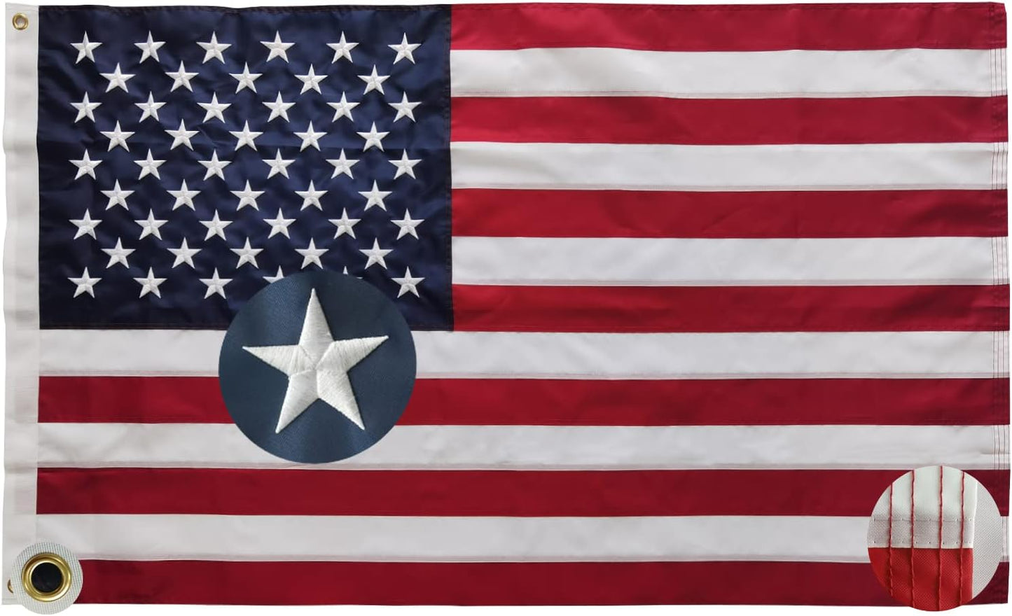 Bandera EE.UU. 3x5ft bordada doble costura rayas latón