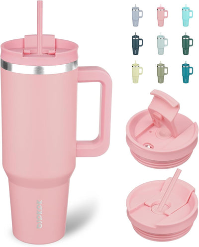Vaso térmico acero inox 40oz con asa pajilla tapa color