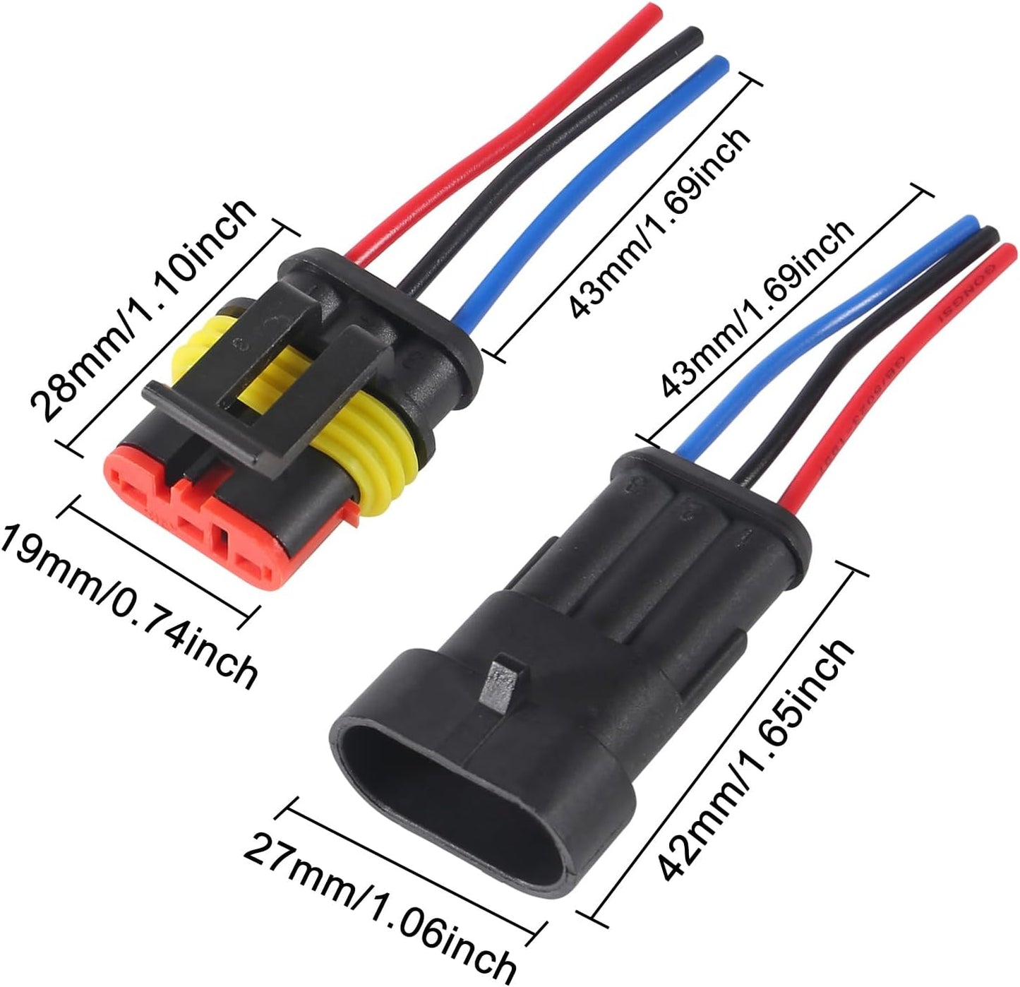 10 Conectores Cable AWG Impermeables 3 Pines Automotriz