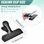 20 Clips Acero Inox para Bolsas Alimentos Negro