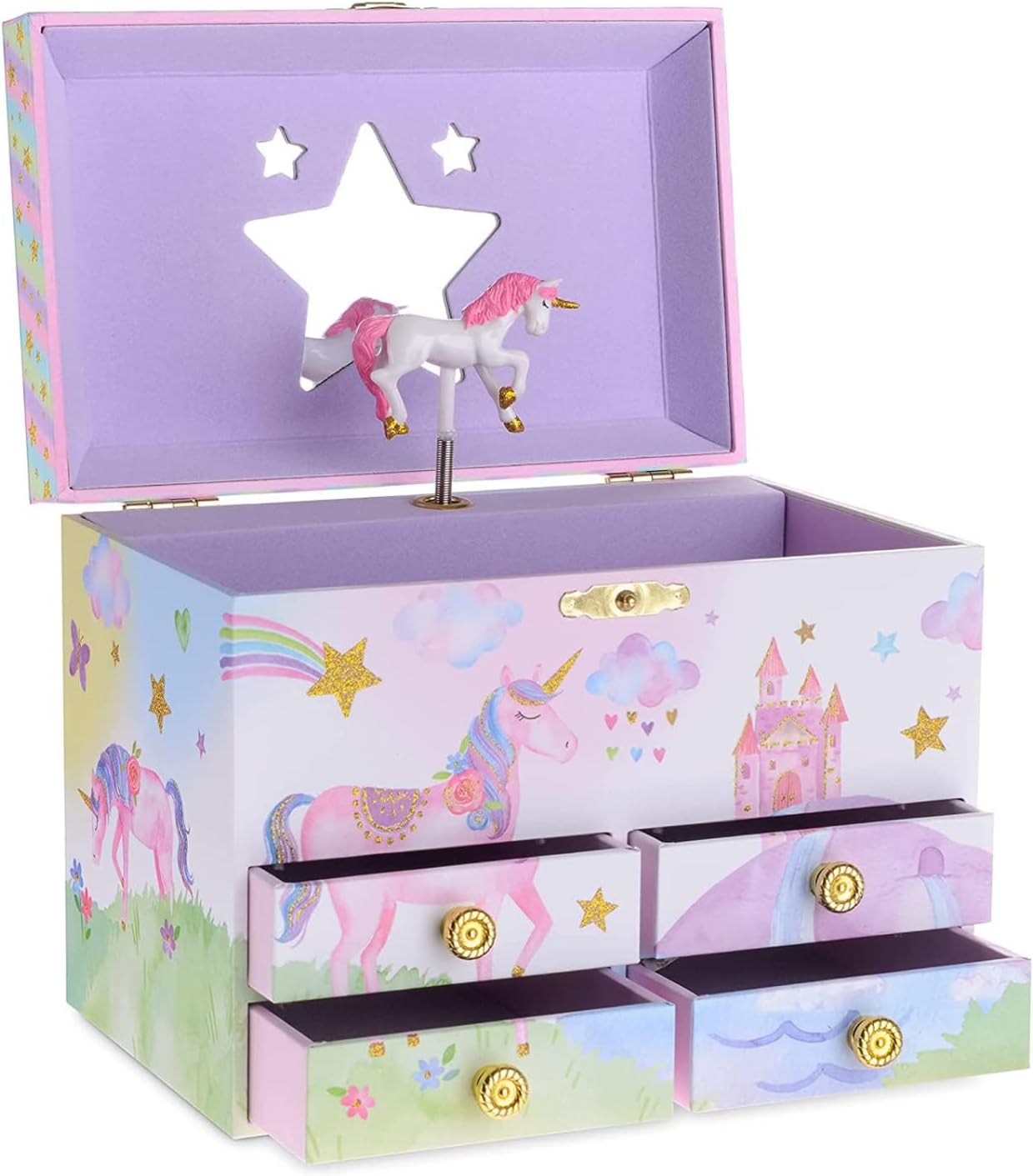 Joyero musical unicornio 4 cajones para niñas