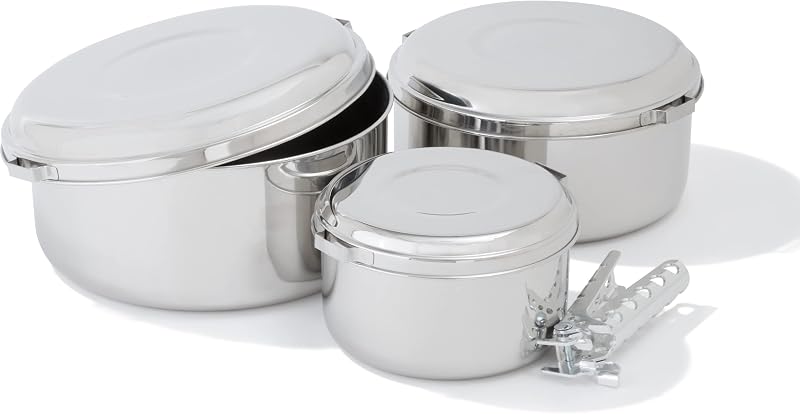 Set ollas camping acero inox