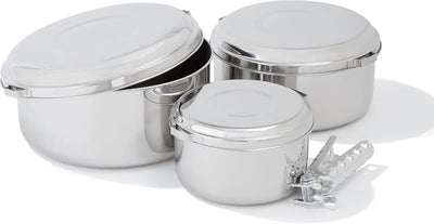 Set ollas camping acero inox