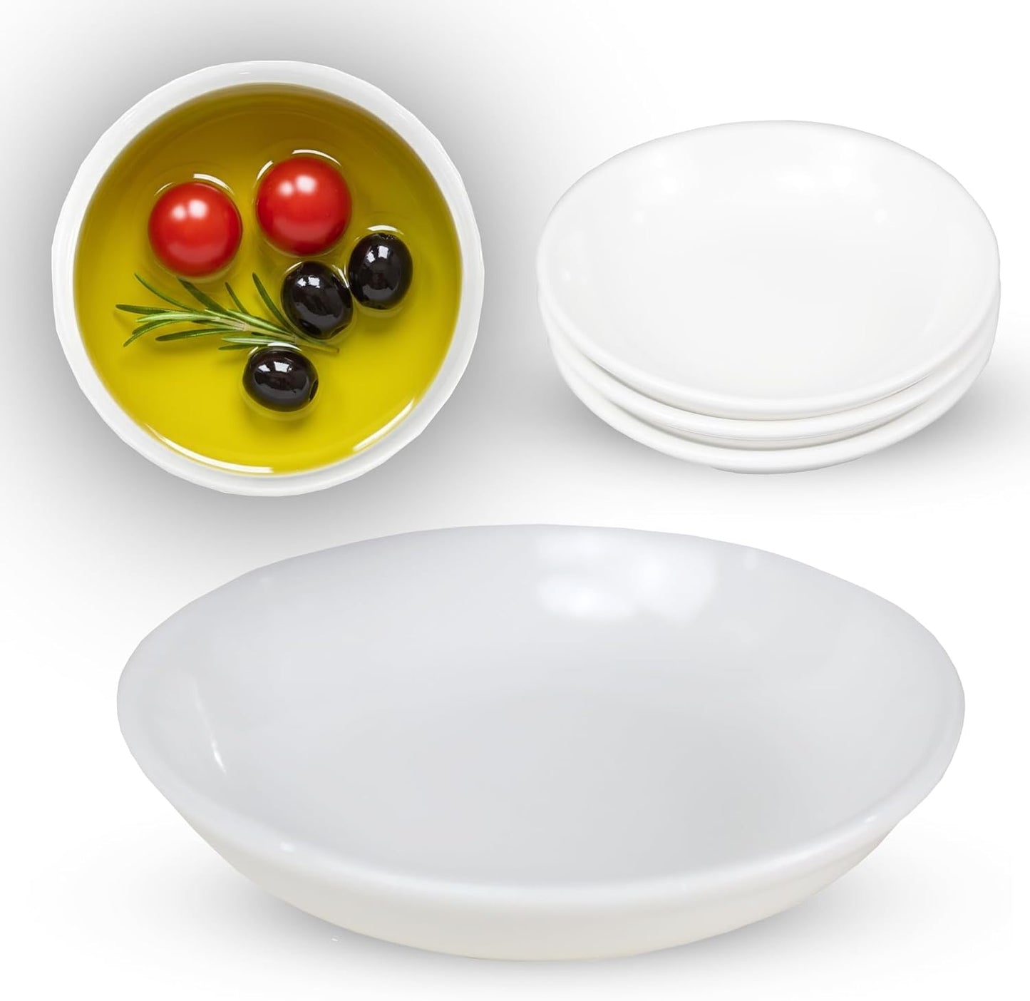 Set 4 platos cerámica blanca 4pulg para aceite suculentas