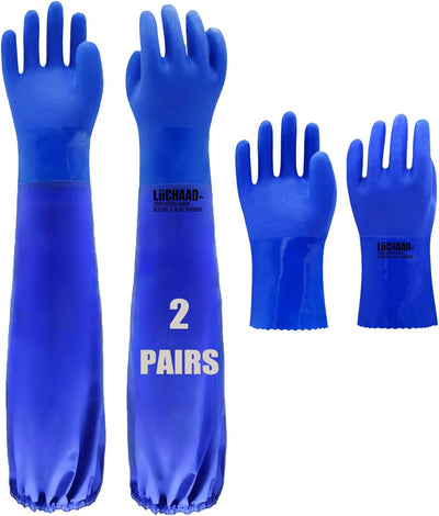 2 Pares Guantes Largos Impermeables para Piscina y Acuario