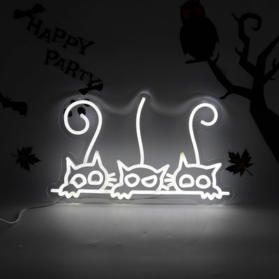 Letrero neón gato 3 pzas decoración Halloween dormitorio niña