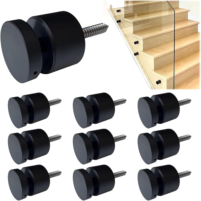 10 Barandillas Vidrio Sólido SS316 2pulg Negro Mate