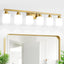 Lámpara baño 6 luces vidrio esmerilado aplique dorado