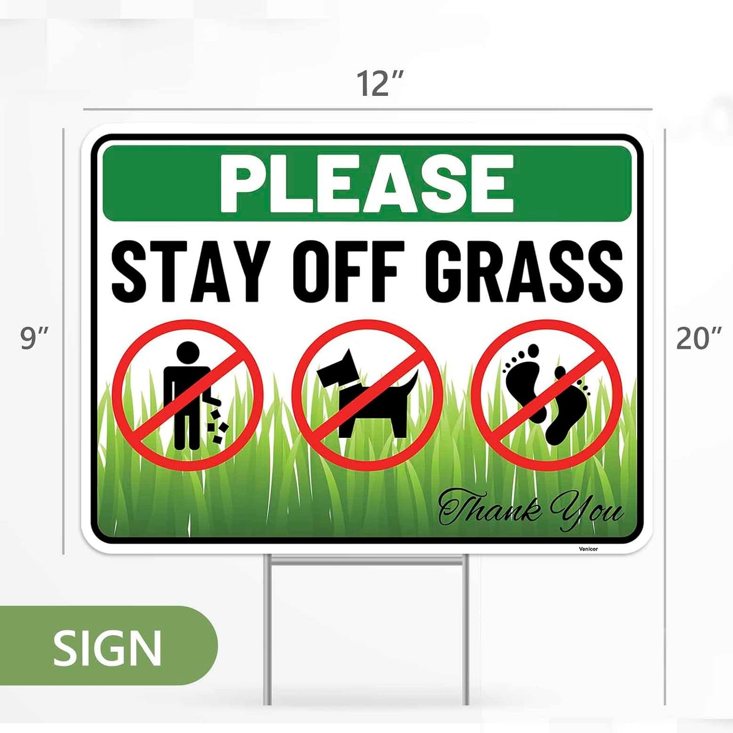 2 Carteles Plástico Corrugado 12x9" Keep Off No Perros