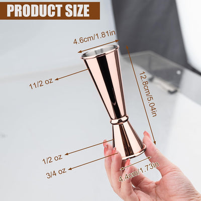 Jigger acero inox 304 2 oz y 1 oz para bartending rosa