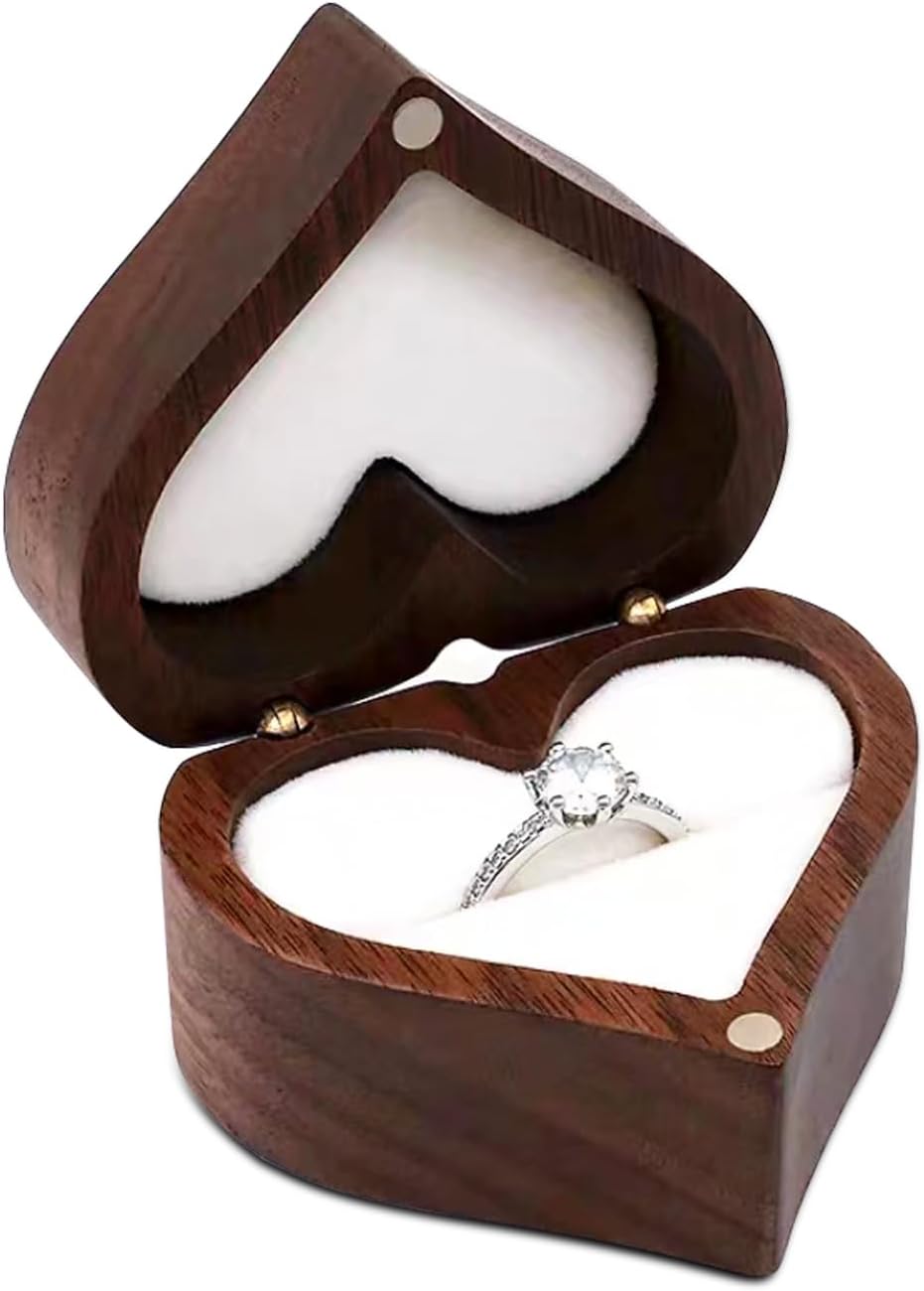 Caja joyero madera ranura corazón soporte aretes boda