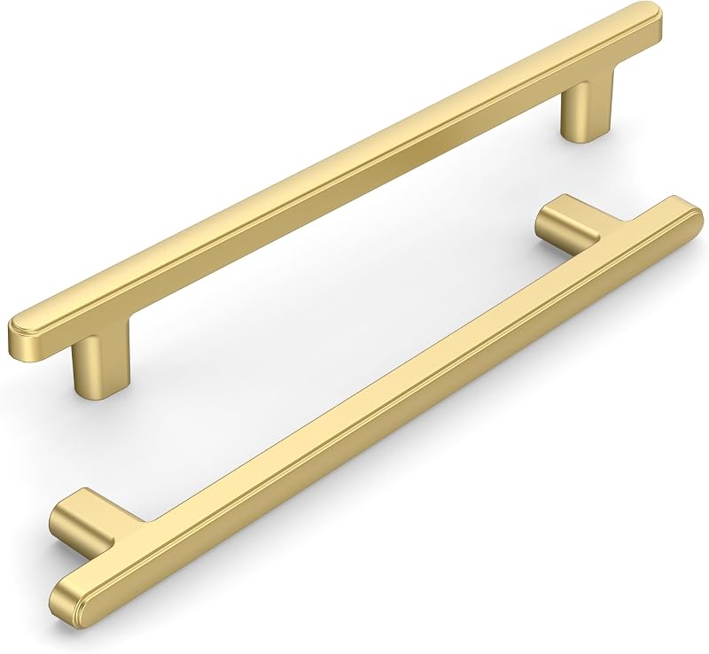 10 Manijas Gabinete Cocina 6.3" Color Dorado Cepillado