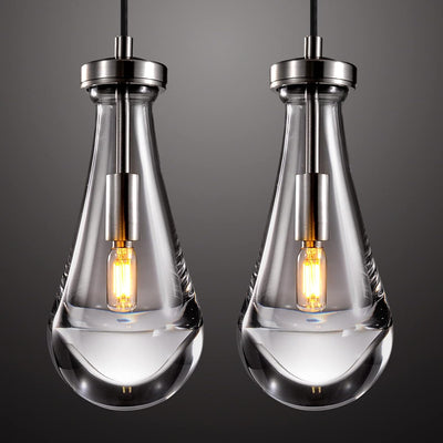 2 Luces Colgantes Níquel Forma Gota para Isla Cocina