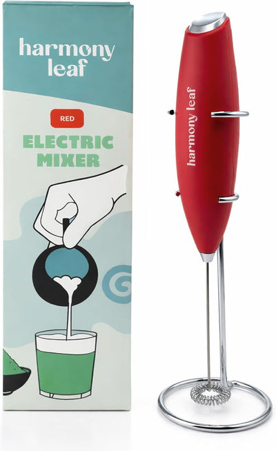 Espumador de leche Harmony Leaf de acero inoxidable rojo