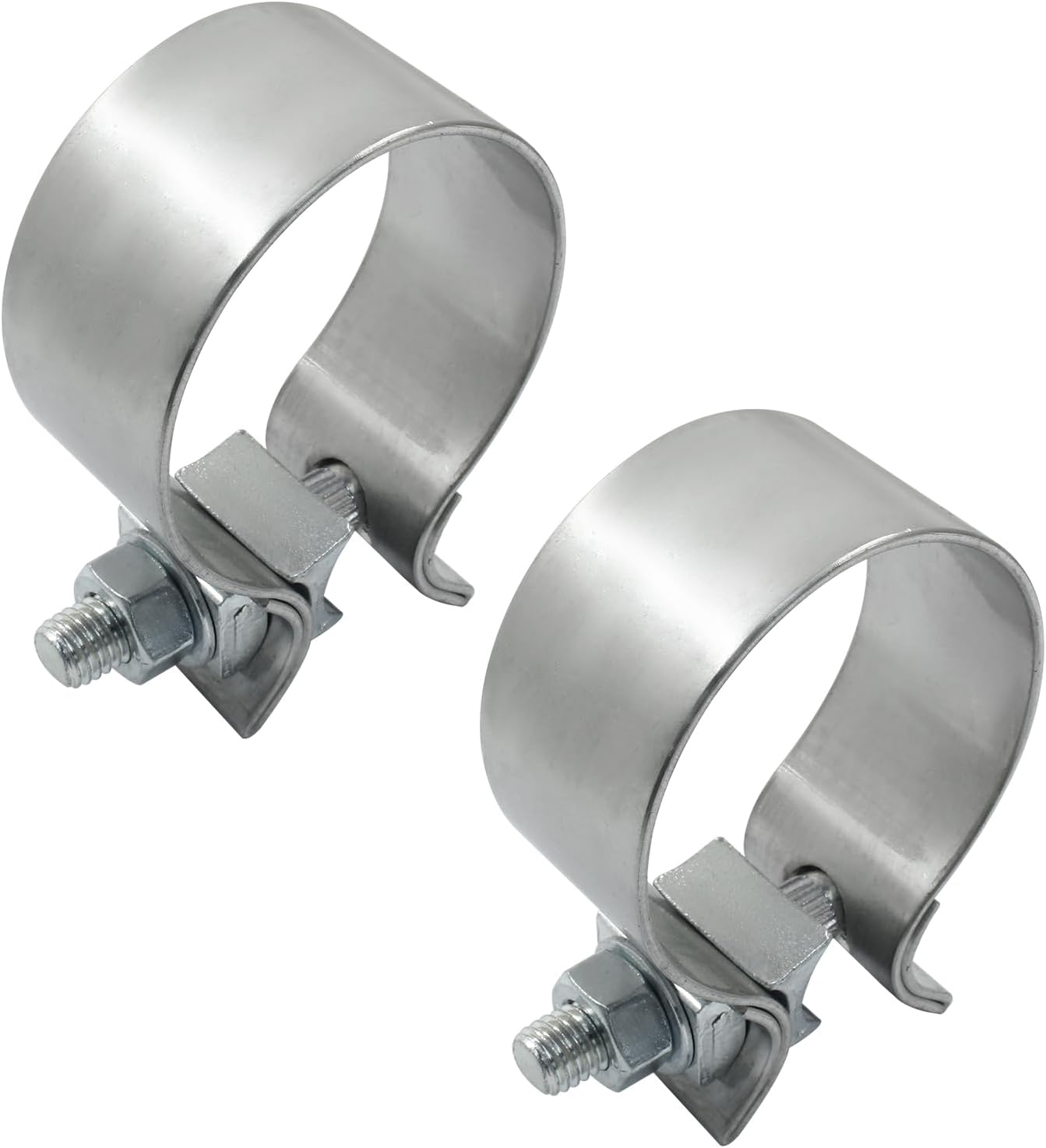 Abrazadera escape 2.25" acero inox plateado 2 Pzas