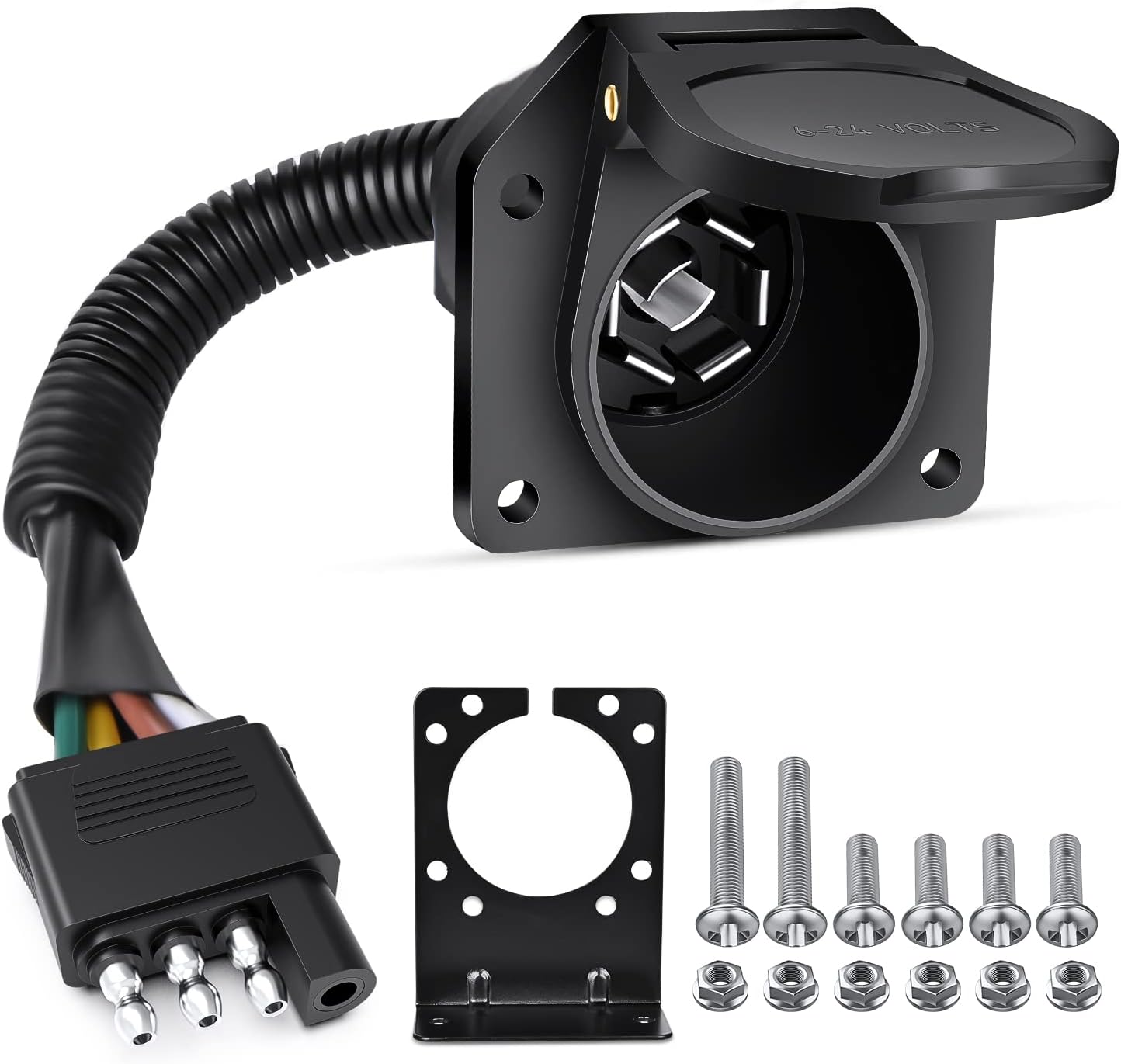 Adaptador remolque 4 vías a 7 vías con soporte