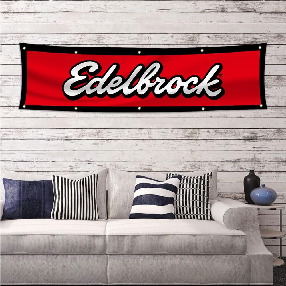 Banner Edelbrock 2x8ft para coche carreras decoración