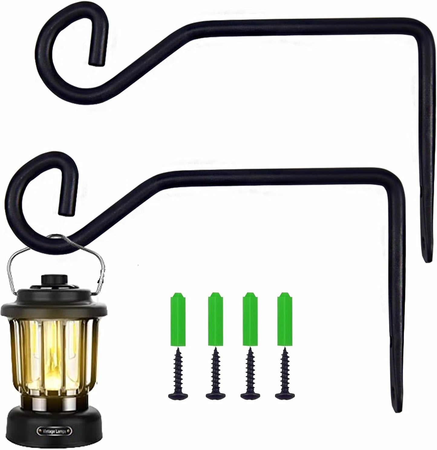 2 Ganchos Negro 6.7pulg Soporte Metal Plantas Colgantes