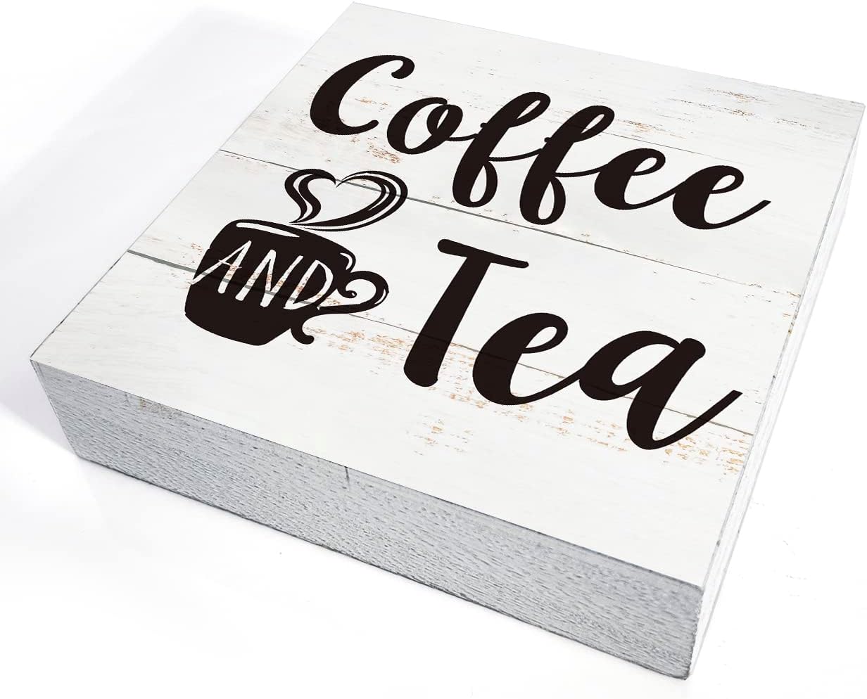 Letrero madera café té caja madera decoración cocina hogar