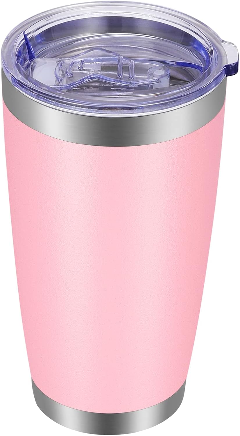 Vaso acero inox 20oz con tapa y pajita vacío térmico rosa