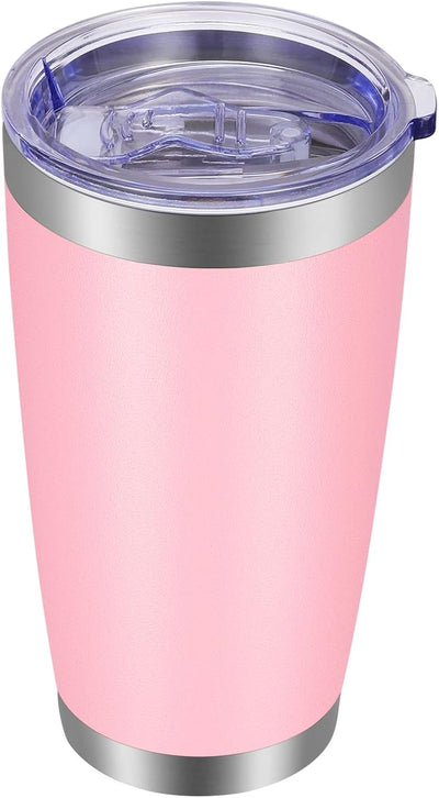 Vaso acero inox 20oz con tapa y pajita vacío térmico rosa