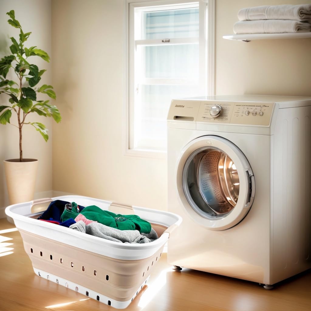Cesta plegable plástico para ropa sucia 42l blanco