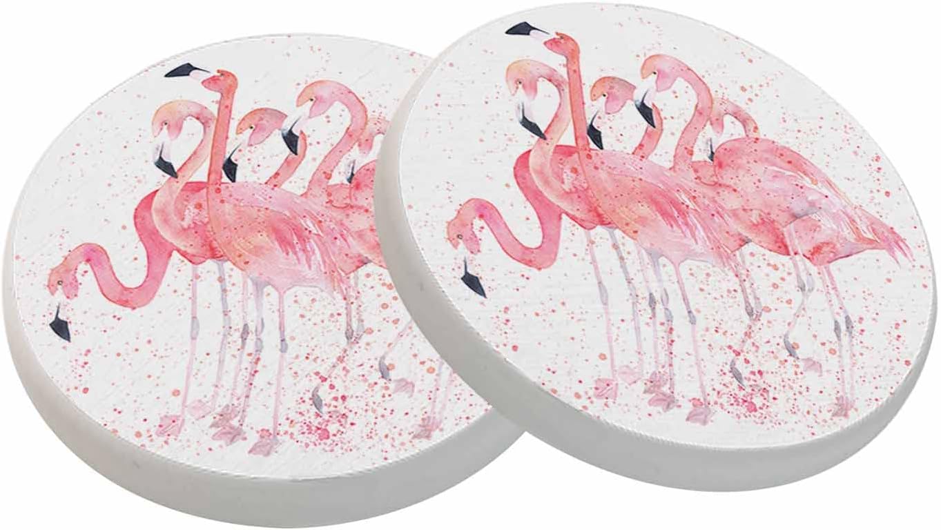 2 Pzas Posavasos Flamenco Rosa Diseño Tropical 4pulg
