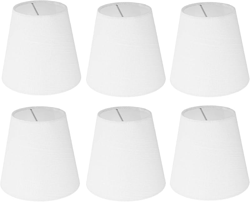 Set 6 pantallas barril tela blanca para candelabro 3.7x5.1x5.5pulg