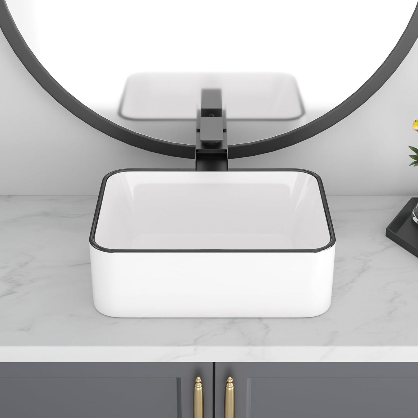 Fregadero rectangular blanco 16x12pulg cerámica baño
