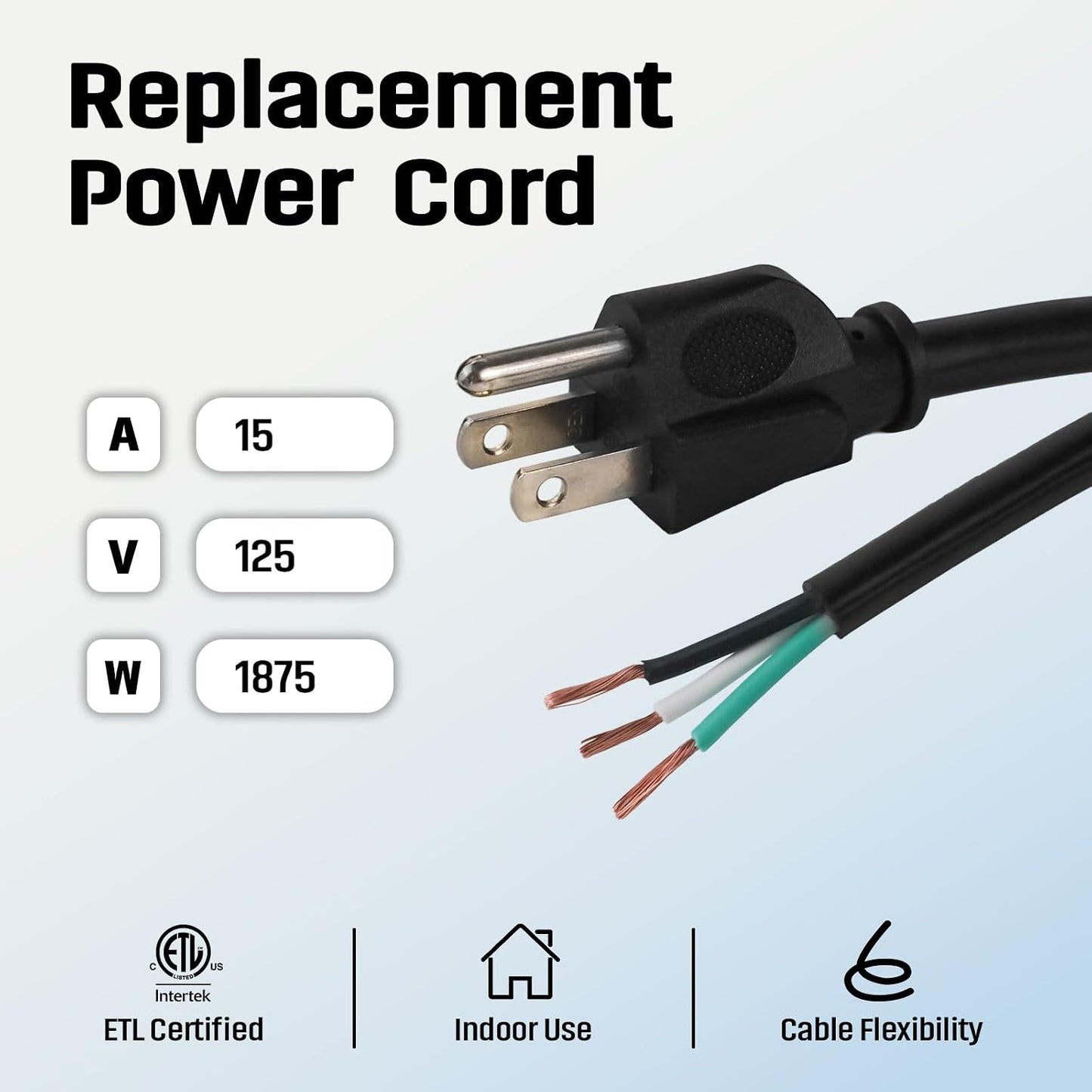 Cable 3 conductores 9ft 14awg negro pack 2