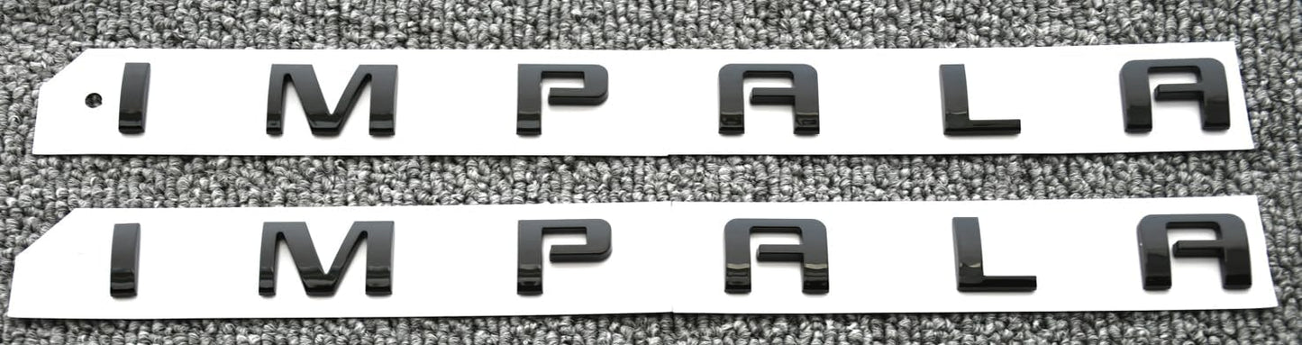 2 Emblemas Impala 3D para Puerta Delantera Negro Brillante