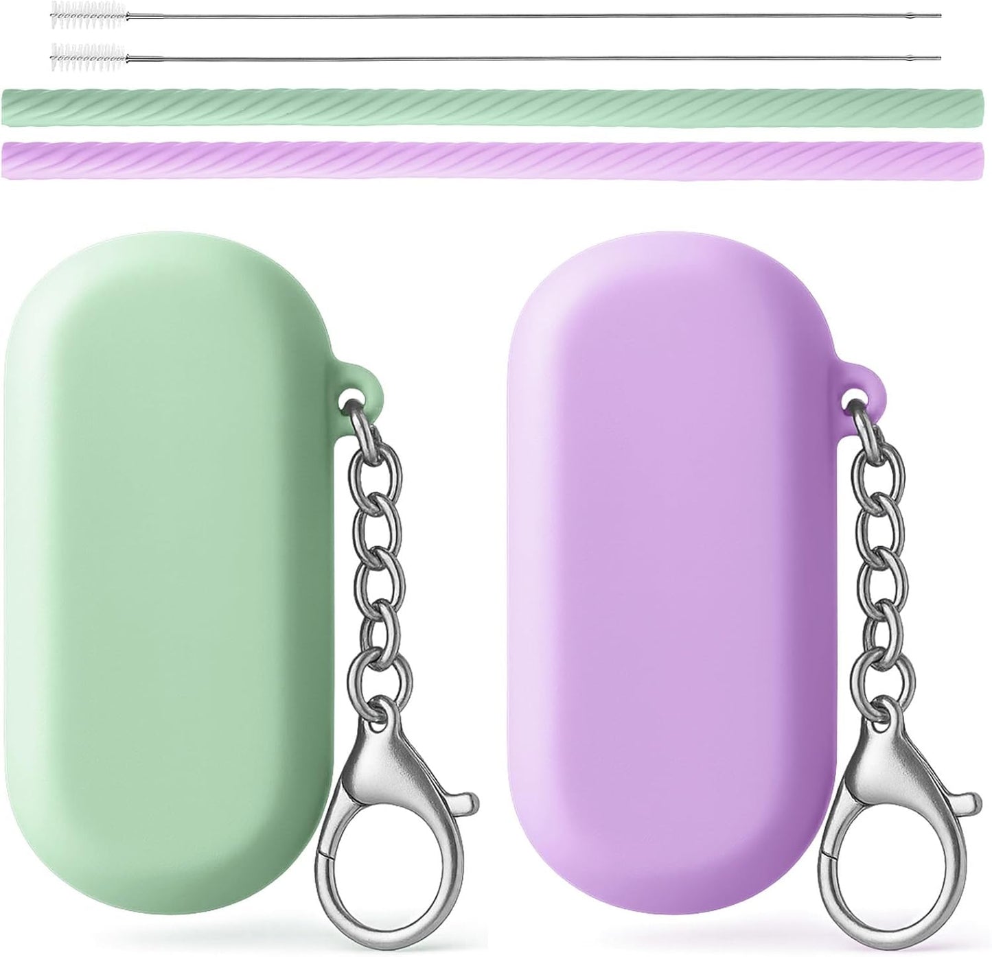 Juego de 2 pajitas reutilizables de silicona con estuche