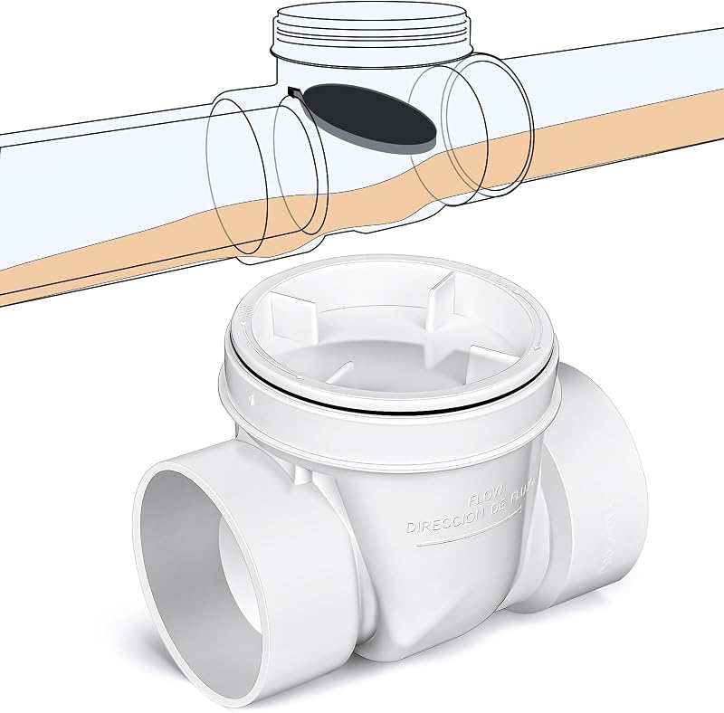 Válvula reflujo 15cm PVC blanco previene retroceso aguas