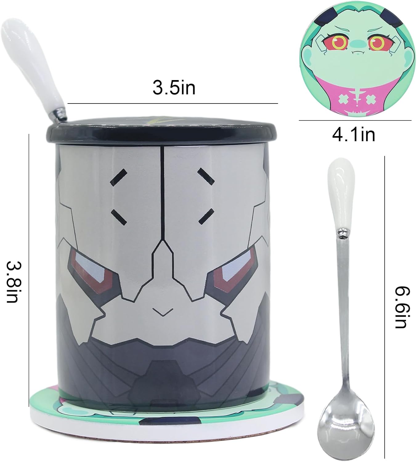 Set tazas anime Adam Smasher y posavasos Rebecca negras