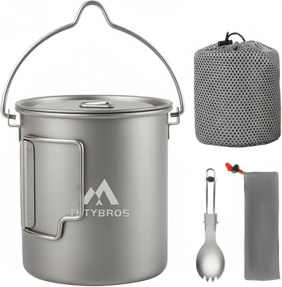 Olla titanio 25.4oz con tenedor taza campamento Ourdoor