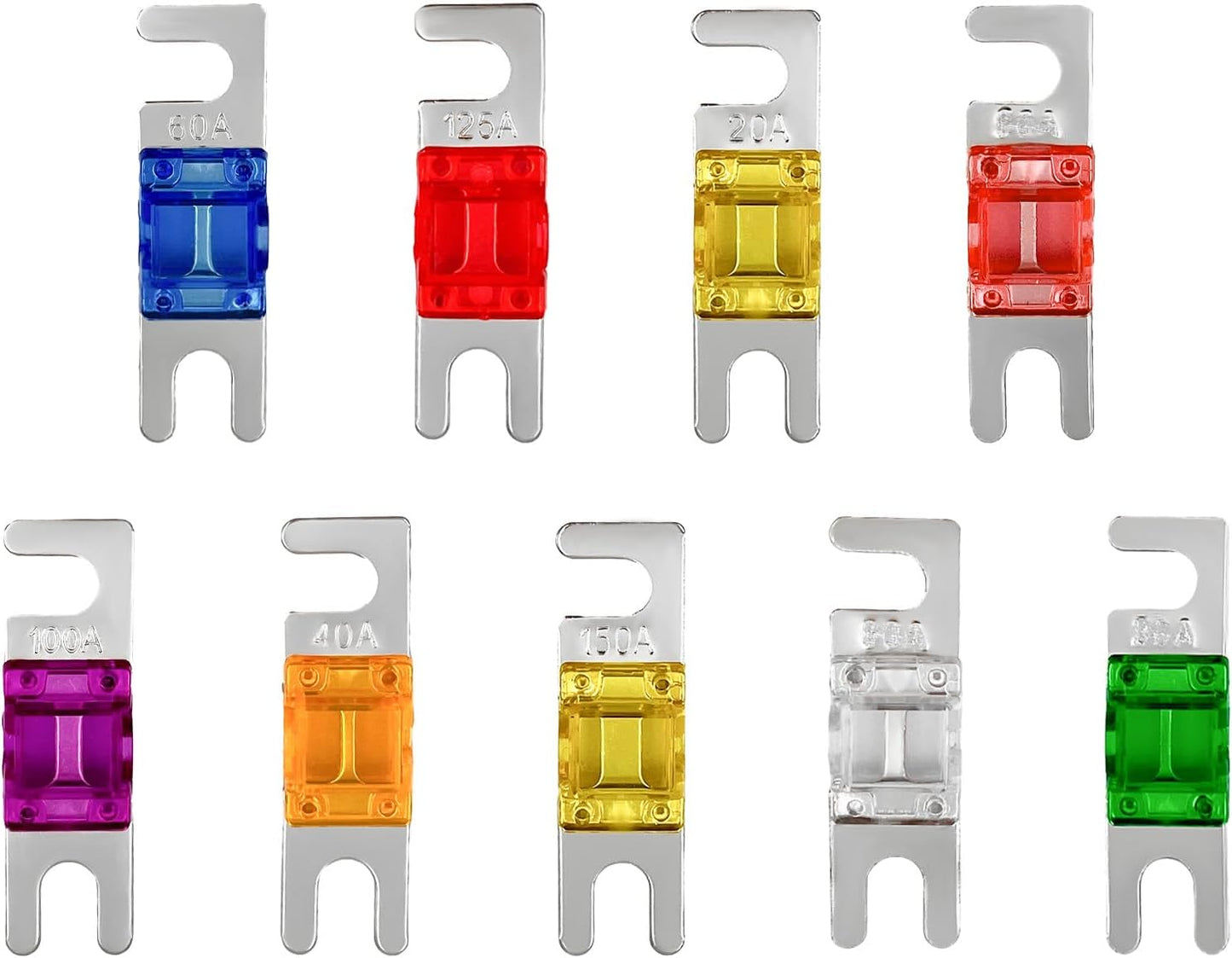 Set 9 fusibles ANL plateados 20A-150A repuesto audio video