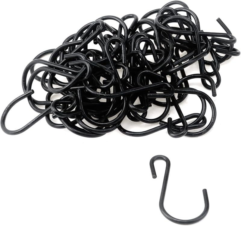 50 Ganchos en S Negro Hierro 2.2pulg para Joyas y Utensilios