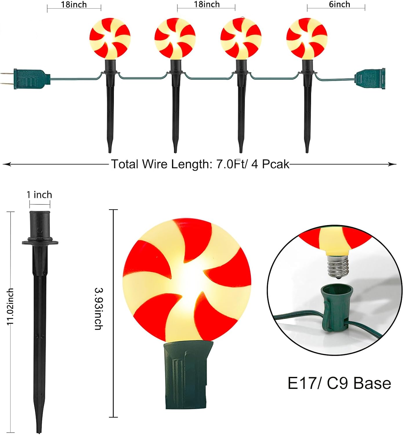 Luces sendero navidad 7ft 2 Set con marcadores estaca