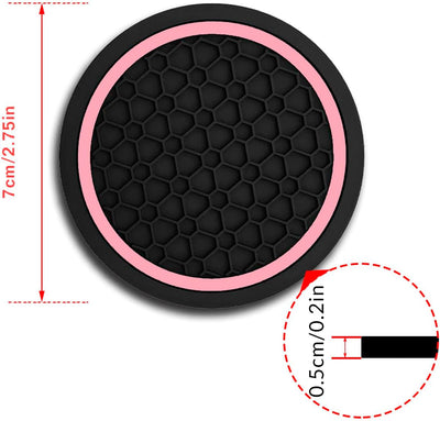 Portavasos auto antipolvo almohadillas 2.75pulg 2uds negro/rosa