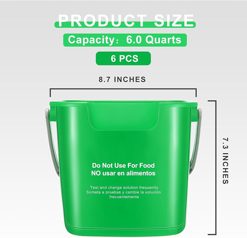 6 Cubos Limpieza 6qt Cuadrado Hogar Oficina Escuela Verde