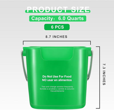 6 Cubos Limpieza 6qt Cuadrado Hogar Oficina Escuela Verde