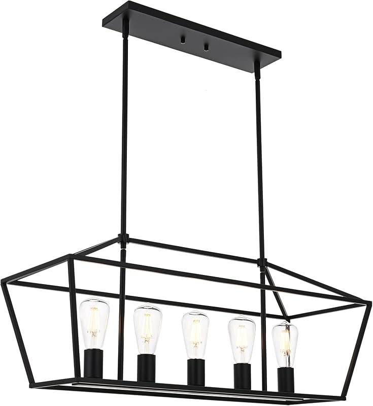 Lámpara colgante industrial 5 luces acabado negro mate