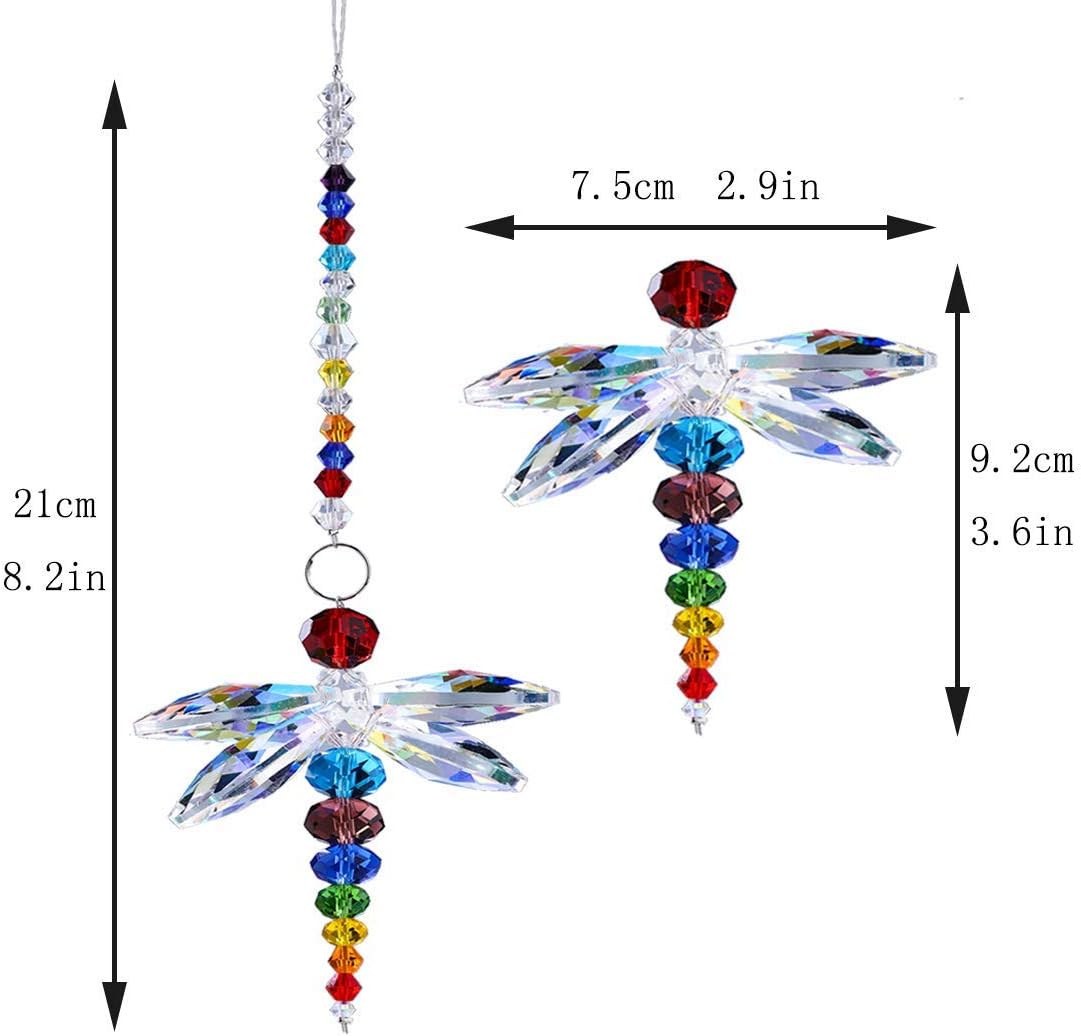 Colgante libélula cristal captador luz Feng Shui arcoíris