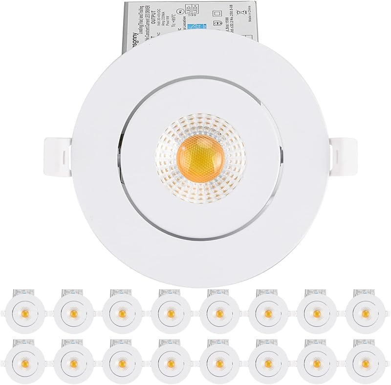 16 Luces LED Empotrables 4pulg Cardán Ajustable 9W 750lm