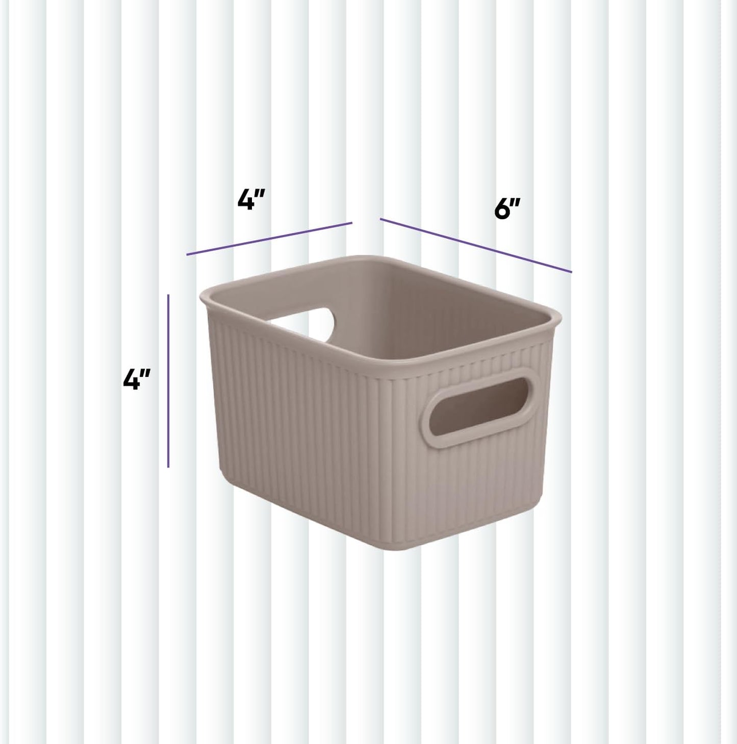 Cesta decorativa plástico abierta hogar 1.5l gris pardo