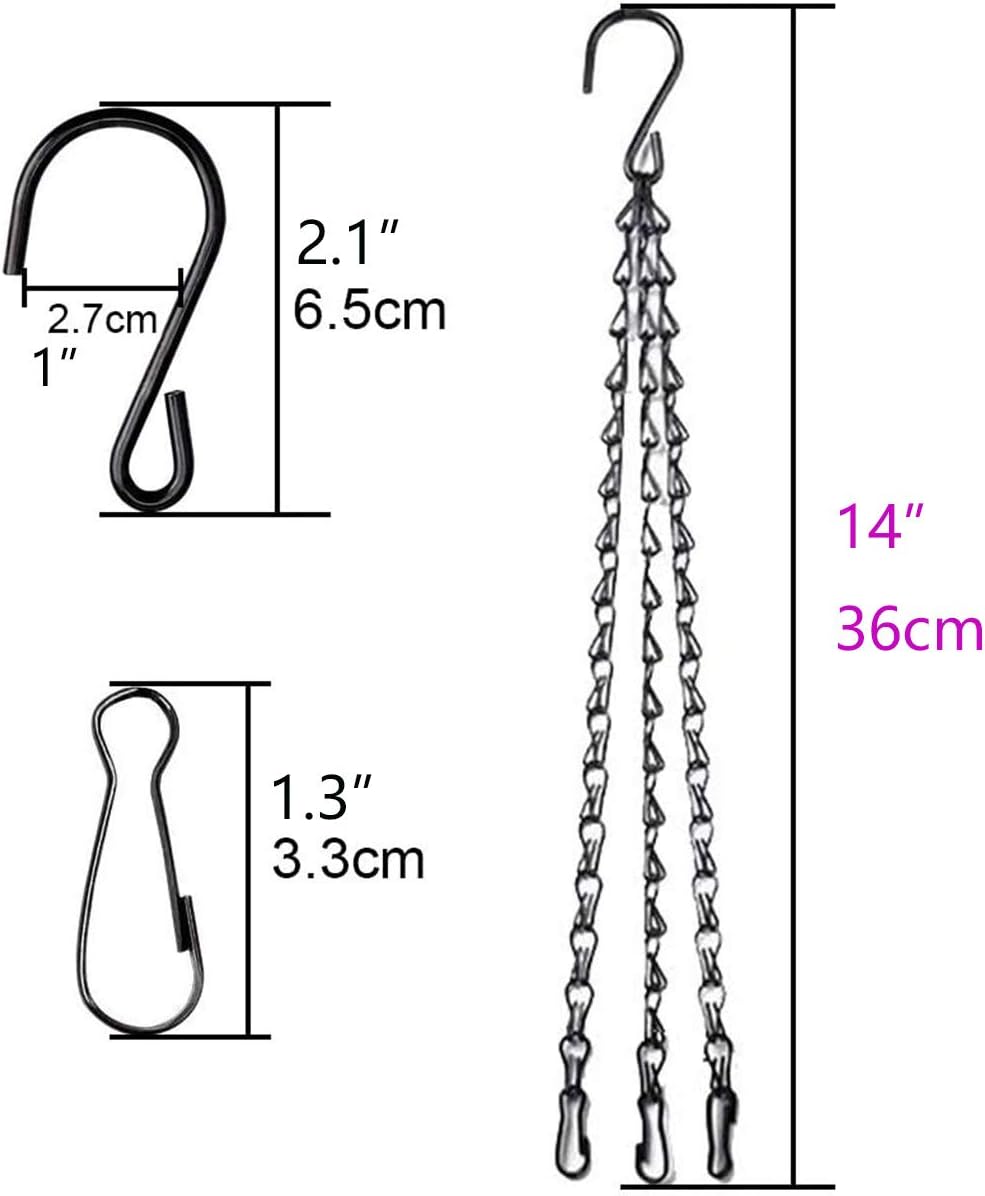 4 Cadenas Colgantes Negras 14pulg con Ganchos