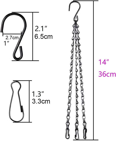4 Cadenas Colgantes Negras 14pulg con Ganchos