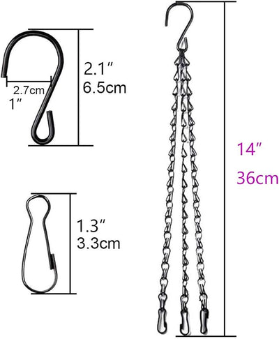 4 Cadenas Colgantes Negras 14pulg con Ganchos