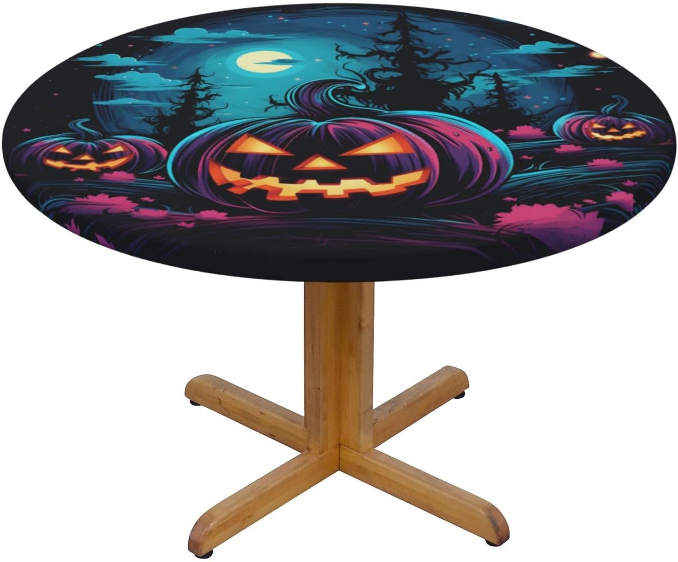 Mantel redondo Halloween poliéster elástico impermeable